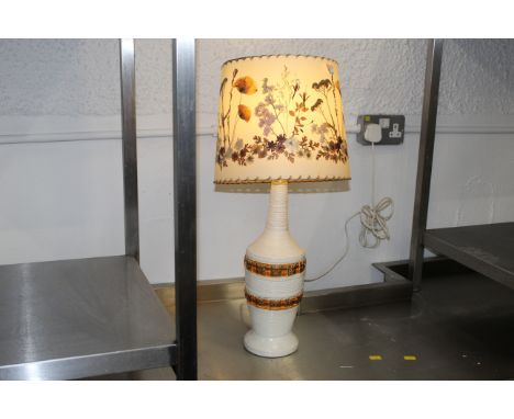 Studio Pottery table lamp with floral shade, heigth 69 cm