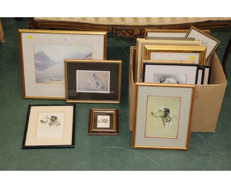 Heaton Cooper print of Crummock Water and box of dalmatian and other prints