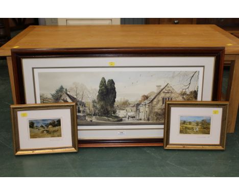 "A Quiet Sunday" print and two A W Crawshaw prints of females in landscape