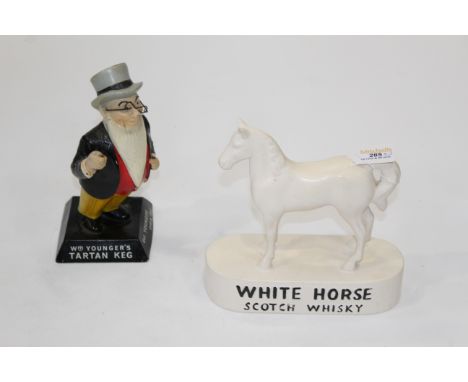White Horse Scotch Whisky ornament and Youngers Tartan Keg ornament   