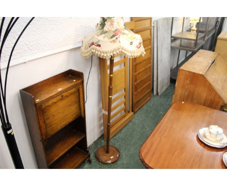1960's oak lamp standard with shade 