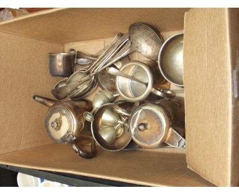 Assorted plated ware to include a Victorian ladle 