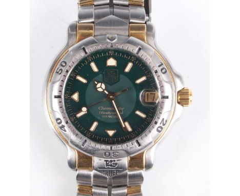 A Tag Heuer 6000 Chronometer Automatic stainless steel and gold gentleman's mid-size bracelet wristwatch, Ref. WH5253-KI, wit