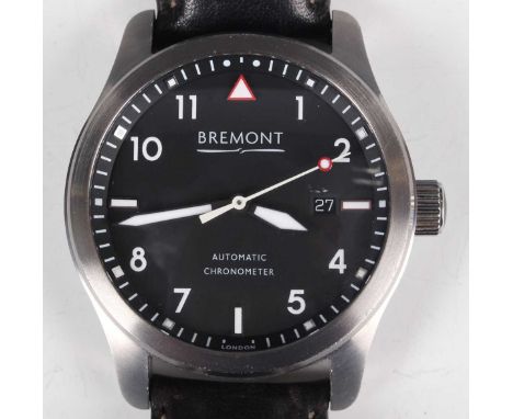 A Bremont Solo Automatic Chronometer stainless steel cased gentleman's wristwatch, Model Solo 43-WH-R, circa 2017, with signe