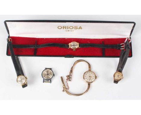 A Cyma Cymaflex 9ct gold lady’s bracelet wristwatch, the signed silvered dial with gilt Arabic numerals and arrow shaped hour