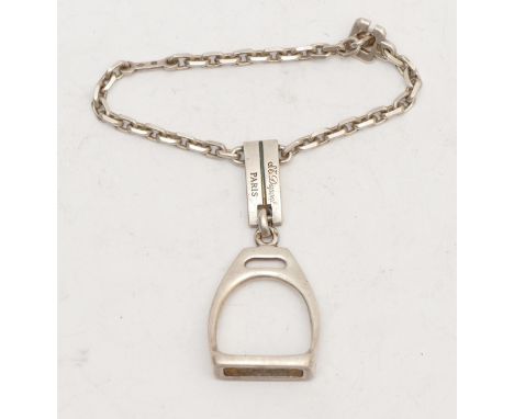 A S.T. Dupont, Paris silver stirrup key fob, bearing French control marks, 11.5cm, 17gm No major wear to this item, more phot