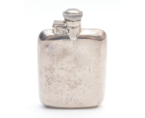 A small silver arched hip flask, by Dixon &amp; Sons, Sheffield 1953, Coronation stamp, bayonet fitting, 9.5 x 6cm, 82gm 