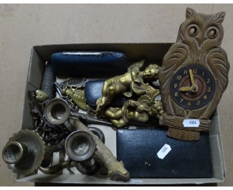Owl wall clock, cherubs, spectacles, etc