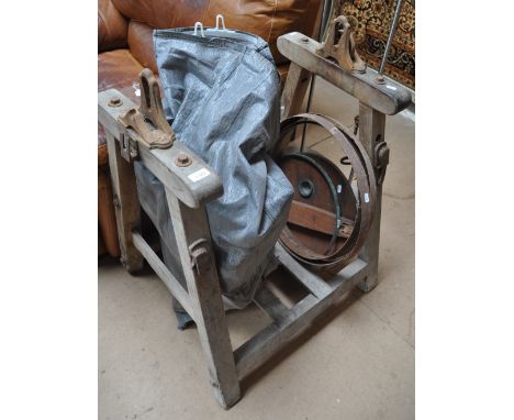 A Vintage pine framed milk churn, a/f.