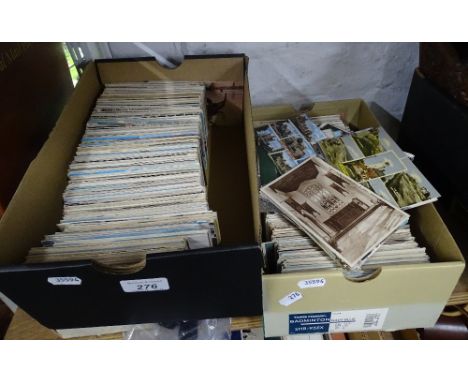 2 Boxes with over 2000 vintage postcards.