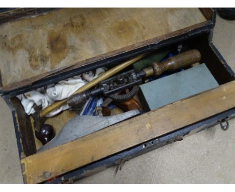 4 pine boxes of carpenter's tools.