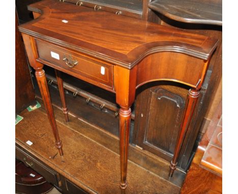 A reproduction mahogany console table with single drawer, width 78cm, height 75cm.