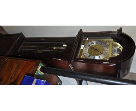 A reproduction mahogany 3-train Grandmother clock, height 165cm.