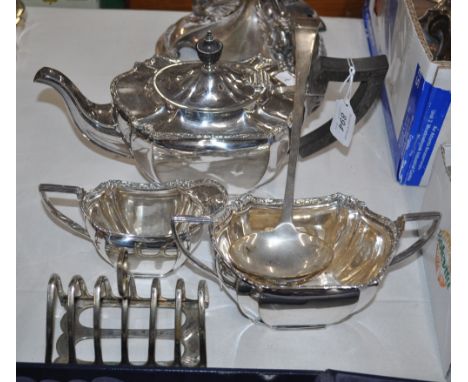 Plated teaset, ladle and toast rack