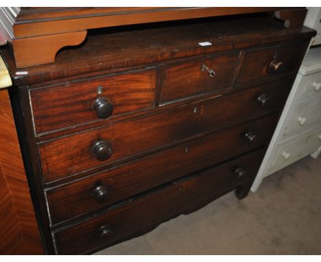 A Georgian mahogany chest, with 3 short and 3 long drawers on bracket feet, width 112cm, height 96cm.