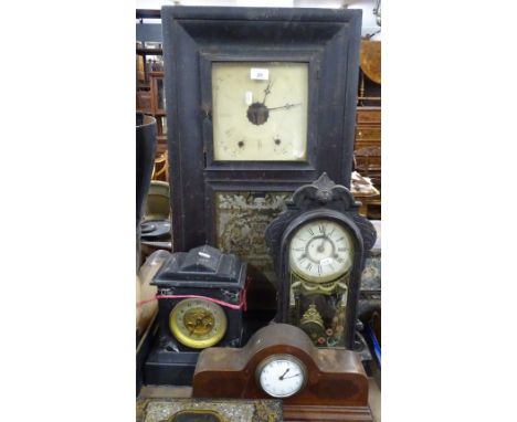 A wall clock, a slate clock and 2 others, (4).