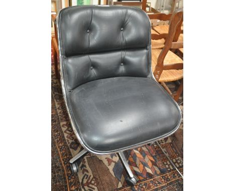 A Herman Miller black leather swivel chair designed by Charles Pollock, 1968.