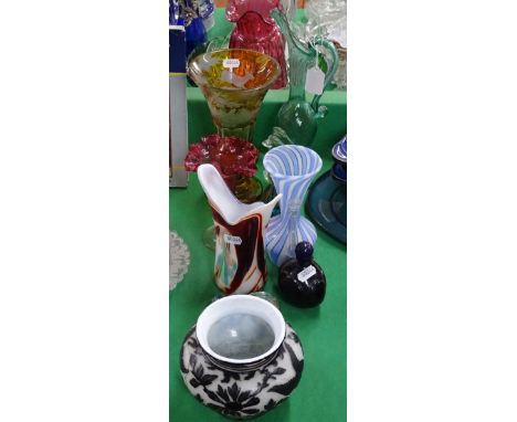 Overlay glass vase, Art glass vase, etc.