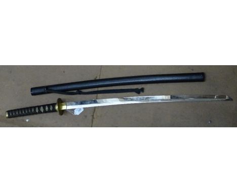 A Samurai style reproduction sword in scabbard.