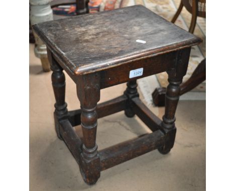 A small oak joint stool, width 36cm.