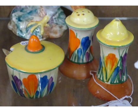 Clarice Cliff ""Crocus"" pattern cruet.