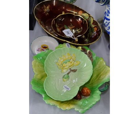 Carltonware dishes and a Poole dish.