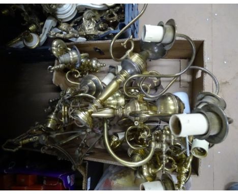 Brass ceiling light fittings, lantern frame, etc.