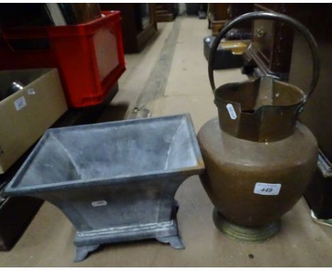 Eastern copper jug and a planter.