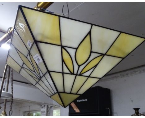 An Art Deco lead light glass ceiling light bowl.