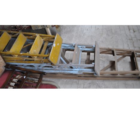 3 Vintage pine step ladders.