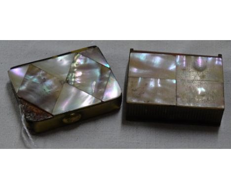 2 mother of pearl and tortoiseshell vesta cases, largest length 4.5cm, (2).