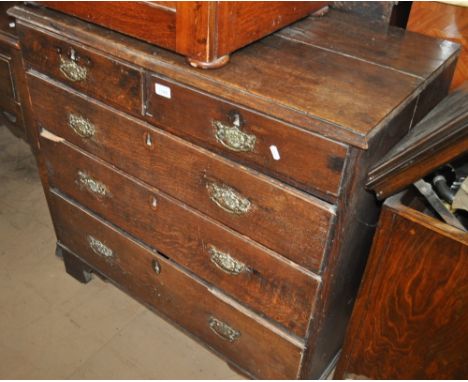A Georgian oak 5-drawer chest on bracket feet, width 92cm, height 90cm.