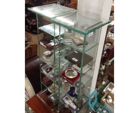 Pair of glass speaker stands/CD holders