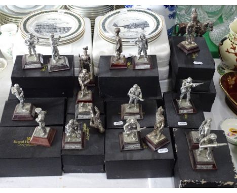 Bexhill souvenir plates and a Collection of Royal Hampshire Art Foundry military figures.
