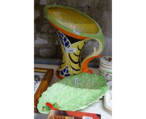 A Myott's painted jug and a Carltonware dish.