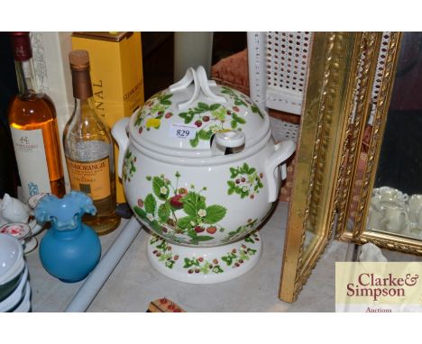 A Portmeirion "Summer Strawberry" patterned punch bowl and ladle