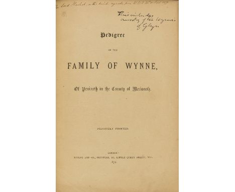 NO RESERVE Wales.- Harlech.- Pedigrees.- , Pedigree of the Family of Wynne, of Peniarth in the County of Merioneth, presentat