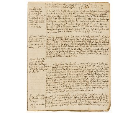 17th century Leeds.- In an Inquisition taken at Leeds... 1620... 1662... 1660, manuscript, 14pp., central folds, browned, unb