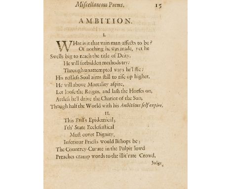 Whitehall (John) Miscellaneous Poems..., engraved portrait frontispiece (not called for), [Wing W1867], for T Salusbury, 1685