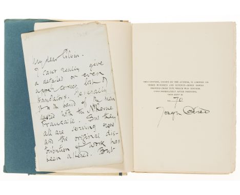 NO RESERVE Maritime.- Conrad (Joseph) The Rover, first edition in book form, one of 377 copies signed by the author, with A.L