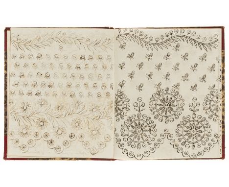 Embroidery patterns.- Scrap Albums.- An album of original designs and printed patterns for embroidery, including over 50 leav