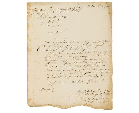Greek War of Independence.- 2 letters relating to Giovanni Pacini (1796-867),Italian composer based in Paris, offering to sel