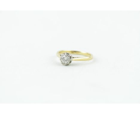 Ladies 18ct Gold Diamond Solitaire Ring 0.20ct total, 2.5g total weight. Size K 