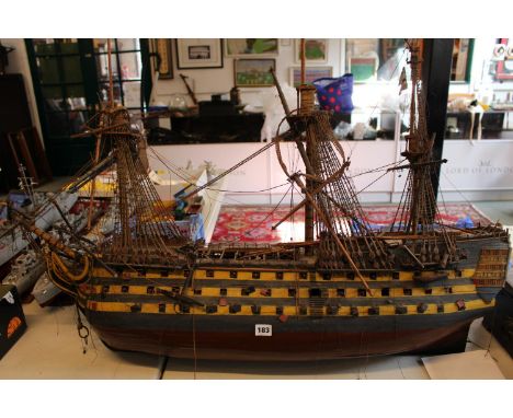 Large Scratch Built Wooden model of HMS Victory, 110cm in Length. Some Repair needed