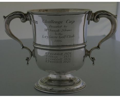 Superb solid silver trophy for Leyburn Golf Clubs Challenge Cup trophy presented to the club in 1896. The Cup was won twice i