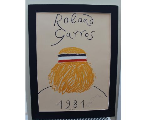 The RARE 1981 original Roland Garros tennis promotional poster featuring and personally signed by Bjorn Borg. This is an orig