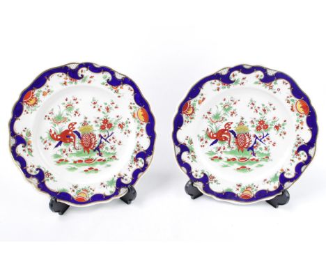 Pair of Chamberlains Worcester Royal Porcelain Jabbawocky pattern Dinner plates C.1820 