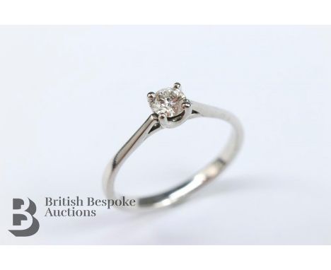 18ct white gold solitaire diamond ring, set with one round brilliant-cut diamond approx 0.25cts, size L+, London hallmark, da