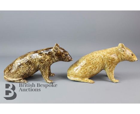Two large ceramic Winstanley rats with signature and 'England' to base, measuring 24 cms each with amber colour eyes.