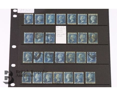 2d Blues from plate 9 - a total of 27 stamps the vertical J, K and L rows including one marked as state 2.